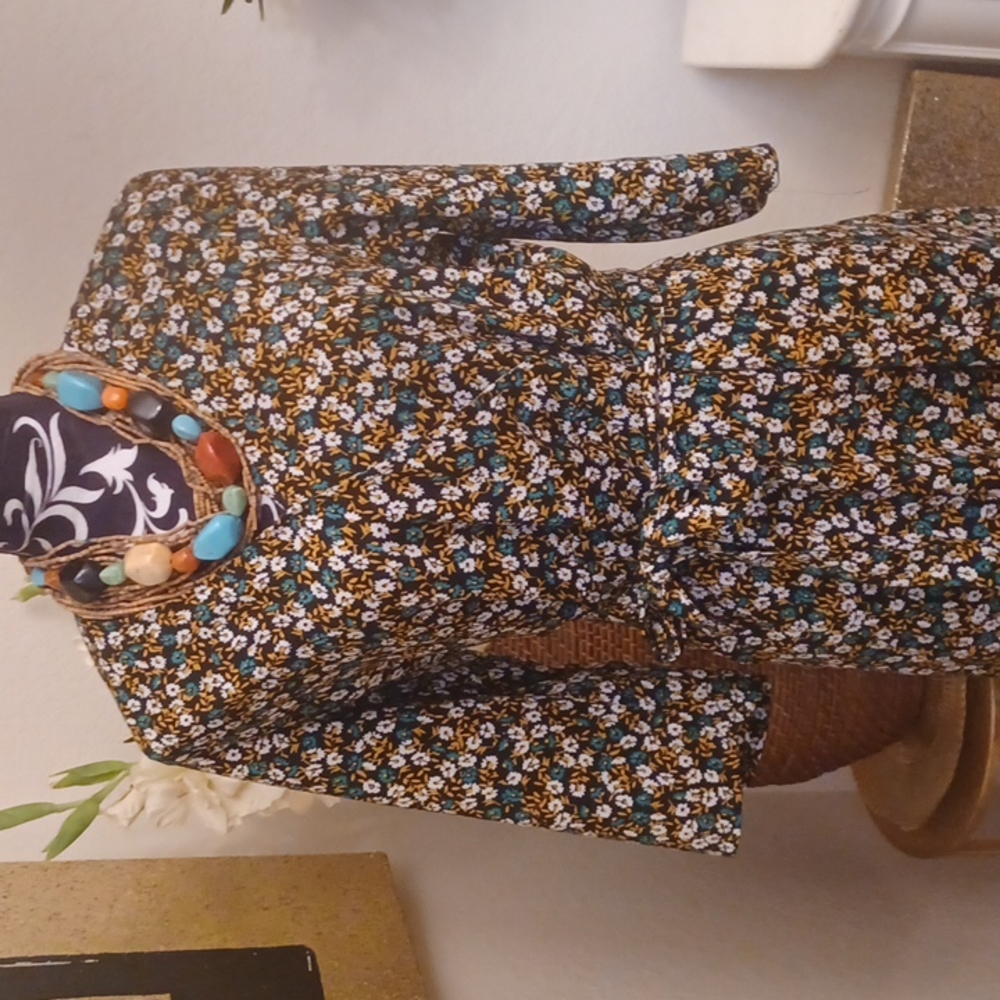 Floral Print Dress with Belt